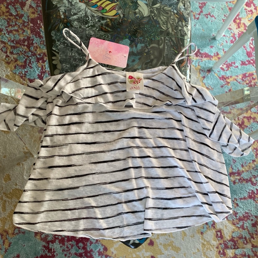 NWT Kiddo by Katie Striped Off shoulder Top Size M